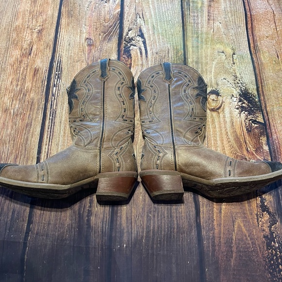 Laredo Porter Men's Tan Leather Western Boots Snip Toe Size 8D - Picture 4 of 9